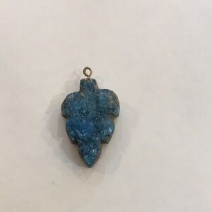 Elegant Blue Druzy Crystal Leaf Pendant Necklace